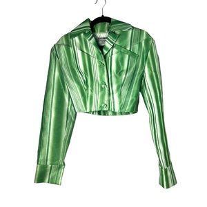 LADO BOKUCHAVA
Women's Green White Stripe Blazer SZS